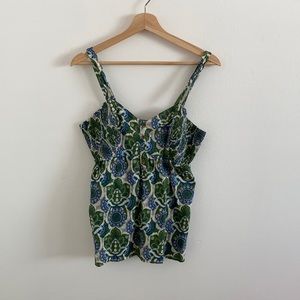 Fossil Button Up Tank Top Blouse Green XS